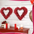 6 Inch Valentine Wreaths For Front Door Decor Red Tinsel Heart Shaped Wreaths 1