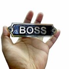 Set Of 2 Brass Sign Boss Plaque Nautical Ship Boat Beach Door Wall Antique Decor