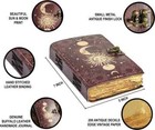 Sun Moon Vintage Leather Journal Grimoire Diary With Lock Closer For Calligraphy