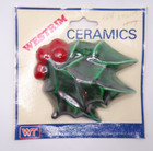 Vintage Macrame Beads Ceramic Christmas Holiday Holly Noel Joy Nos