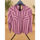 Wrangler Women s Western Pearl Snap Striped Shirt  burgundy   Pink 