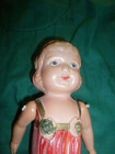 Vintage 1930s Era Approx 7  Celluloid Girl Doll Strung W  Moveable Arms   Legs