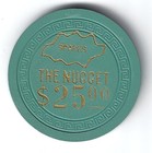 Very Rare The Sparks Nugget Casino Chip  Green gray  25 Sparks Nv 1950 s New