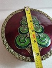 Vtg Enamel Over Brass Large Hinged Trinket Box Heavy Felt Lined   Mirrored Xmas