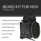 Beard Grooming Set For Men - Wooden Comb  Boar Bristle Brush  Stainless Steel   
