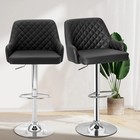 Set Of 2 Bar Stools Adjustable Swivel Back Counter Kitchen Dining Leather Chairs