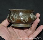4 2 old China Ancient Dynasty Bronze Fengshui Beast Incense Burner Censer Statue