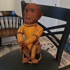 Vintage Wicker Monkey Basket Collectible Decorative Animal Figure