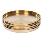 6pcs Round Serving Trays Stainless Steel Table Tray Gold Decorative Tray
