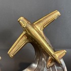 Pair Art Deco Design Metal Airplane Soaring Plane Bookends Usa Bronze  Brass