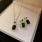4pcs Rhinestone Jewelry Set Necklace Earrings Ring Bridal Wedding Gift Set