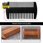 Wooden Beard Comb Kit  Dual Action Fine   Coarse Teeth  Wood Color And Black Poc