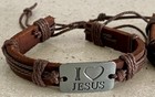 Lot Of 3 I Love Jesus Spanish Lords Prayer Leather Bracelets Christian Religious