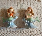 2-vintage Napcoware  1806 Mermaid Figurines Rare htf  1-w no Flaws 1-w flaws