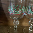 1987 Arby s Vintage Christmas Holly   Berry Stem Glass  set Of 3 