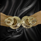 Vintage 1980 s Tan Leather Goatskin Belt Byzantine Gold Double Buckle Adjustable