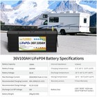36v 100ah Lithium Lifepo4 Bluetooth Batterie 200a Bms For Golf Cart Solar Rv
