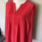 Laura Scott Womens Dress Blouse Sheer Shirt Plus Size 1x Watermelon Color