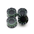 4pcs Black And Green Electric Guitar Bass Top Hat Knobs Speed Volume Tone 