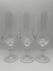 Vintage Cut Crystal Ball Stem Champagne Flutes Set Of 3 Glassware