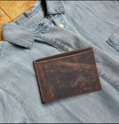 Men s Genuine Leather Bifold Wallet Rfid Blocking Slim Id Window Cognac