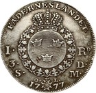 Silver Coin Sweden Gustav Iii Riksdaler 1777 Ol  