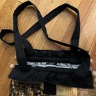 Vintage Handmade Gold Black Quilted Bag Purse Wood Frame Double Handle