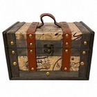 Vintage Decorative Treasure Chest Wooden Storage Box Jewelry Keepsake Trunk Old