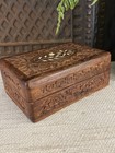 Vintage Carved Wood Inlaid Trinket Box 6   