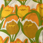 Stevens Utica Mid Century Modern King Flat Sheet Orange Tulips No Iron 108 X 115