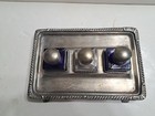 Vintage Victoria Sheffield Collection Empty Inkwells With Tray Set