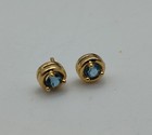 Child s Vintage 10k Blue Round Gemstone Stud Yellow Gold Earrings Karat Post
