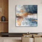 Hand-painted Oil Painting On Canvas Home Wall Decor Gray Blue Abstract 