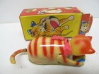 Vintage Playful Cat Litho Wind Up Toy In Original Box working no Key alps japan