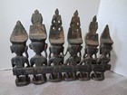 Vintage 6 Figure Hand-carved Wood Ancestor Tribal Nias Island   Indonesia 