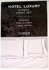 Wamsutta Dream Zone Hotel Luxury Queen Sheet Set White navy Cotton Percale 