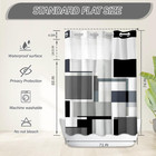 Black Hookless Shower Curtain Set With Snap In Liner  Black Grey White Bathroom