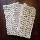 Hand Crocheted Dishcloth 100  Cotton Set Of 3 - Natural W  Fleck