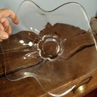 Vintage Clear Glass Flower Shaped Bowl  Pinched Sides  Art Bowl  Ruffled
