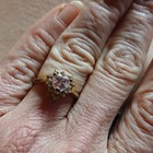Gold Tone Heart Ring  Pink Heart-shaped Main Stone  Ring Size 5