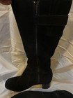 La Canadienne Women s Black Suede Knee High Riding Boots Zip Buckle 8 5 M