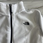 The North Face White   Black Logo Zip Up Fleece Jacket Women   s Large Flawed
