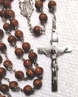 Antique Bb Sterling Silver Catholic Wood Bead Rosary Prayer Beads Etched 4-24-65