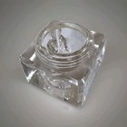 Vintage Glass Ink Well Ink Pen Antique Square Cut Beveled Manganese Clear Glass 