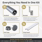  Silver 11ft Flush Handrail Kit - Complete Indoor outdoor 11 Ft Silver silver