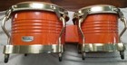 Vintage Matador Wood Bongos  Orange Brown  Gold Tone