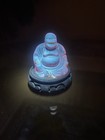 Chinese Fortune Happy Buddha Carved On Red Gem Amber With Stand 
