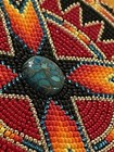 Native American Beaded Medallion 5    W  33    Necklace W  Copper Turquoise Powwow