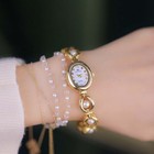Gold Vintage Women Watch With Pearl Inlaid Bracelet Womens Pearl Vintage Watch