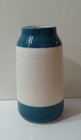 Blue   White  10 5 In  Tall Glass Vase  3 5 In  Opening  17 In Round  5 In  Base